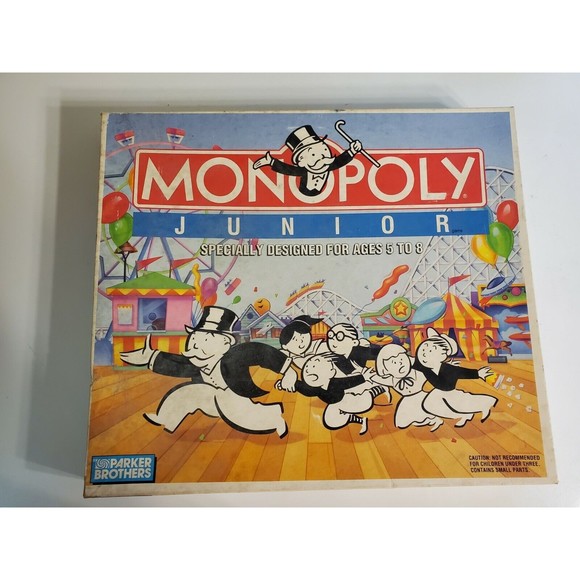 Vintage 1990 Monopoly Junior Jr. Board Game Parker Brothers Ages 5 To 8 No Dice - Picture 1 of 10